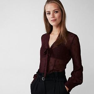 Express Dot Tie Neck Blouse